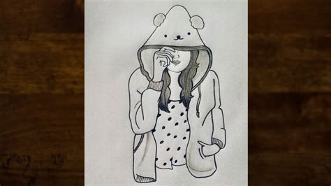 how to drwa a girl waring guccie|How to draw a girl wearing a hoodie .